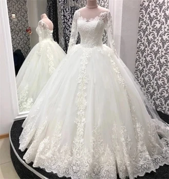 ANGELSBRIDEP Бальное платье с длинными рукавами Свадебные платья Robe de mariee Модная аппликация Романтические платья невесты в стиле бохо Плюс размер