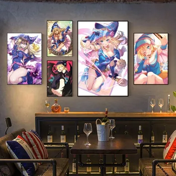 Аниме-игра Yu Gi Oh! Плакат с девушкой-темным магом, настенное искусство, домашний декор, декор комнаты, цифровая живопись, гостиная, ресторан