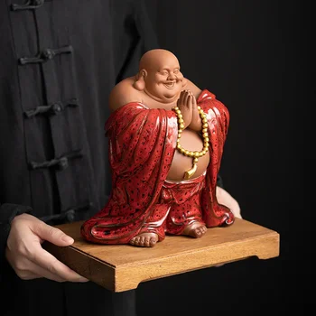 Керамическая пузатая декоративная статуя Будды Майтрейи, Китайская Статуя Счастливого Будды, аксессуары для украшения домашней гостиной