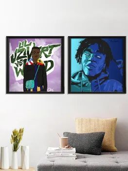 Lil Uzi Vert Портрет рэпера в стиле хип-хоп, плакат, Подарочные принты, искусство домашней комнаты, Шелковый Декор, Наклейка на стену