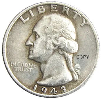 Монета-копия в четверть доллара США 1943PSD, Вашингтон, Посеребренная копия монеты