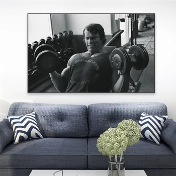 Черно-белый арт-плакат Арнольда Шварценеггера, ретро Мотивационные принты, Спортивная живопись на холсте, тренажерный зал, искусство для фитнеса, декор для дома и комнаты