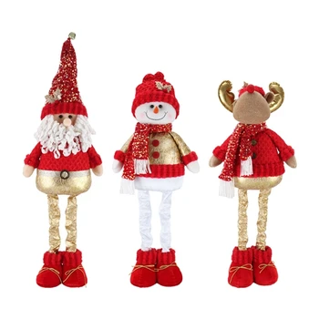 X6HD Рождественские куклы большого размера, Выдвижные Фигурки Санта-Снеговика и оленя, декор