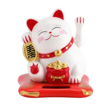 Манеки Неко Lucky Cat На Солнечных Батареях Приветствует Китайского Счастливчика, Машущего Рукой, Манящего Статуэтки Fortune Cat Для Домашнего Декора