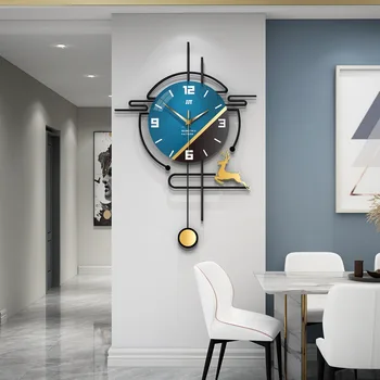 Декоративные Бесшумные настенные часы Iron Art Creative для гостиной Inspiration с циферблатом в виде оленя высокой плотности с развевающейся подвеской