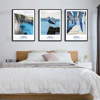Скучающая по дому Чайка Абстрактная картина на холсте Плакаты для дома Наклейки на художественные плакаты для спальни и коридора Скандинавское оформление