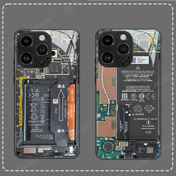 Креативный чехол для телефона на печатной плате Iphone 15 Glass Case 14pro, хит продаж, жесткий чехол для iPhone 13 X