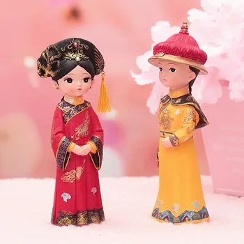 6,5-дюймовая статуэтка китайского императора Императрицы, королева из смолы, орнамент, традиционный костюм, украшение для дома, Миниатюрный топпер для торта