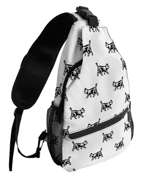 Нагрудные сумки с текстурой белого кошачьего черепа и скелета для женщин и мужчин, водонепроницаемые сумки-мессенджеры, дорожная спортивная сумка через плечо на одно плечо