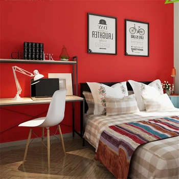 beibehang Высококачественные обои Big red чистого пигментного цвета, современная минималистичная гостиная, фоновая стена отеля, ретро-красные обои