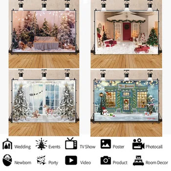 Рождественские фотофоны SHUOZHIKE Снеговик и сосны, Лесная гирлянда, фон для фотостудии FSS-201