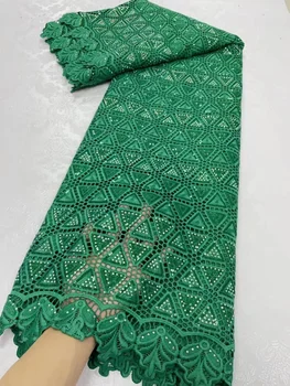 Нигерийская водорастворимая шнуровая кружевная ткань, Африканская кружевная ткань со стразами, роскошная Французская сетчатая кружевная ткань для Свадебного платья