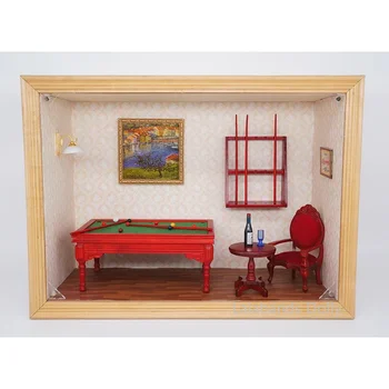 Кукольный домик 1:12 Стильная имитация комнаты для настольного тенниса для кукольного домика, гостиной, кабинета, аксессуары для украшения мебели