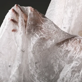 Белая рябь на воде, измельченная Креповая ткань, Нерегулярная Светоотражающая текстура, рубашка, широкие брюки, Дизайнерский материал для шитья, ткань