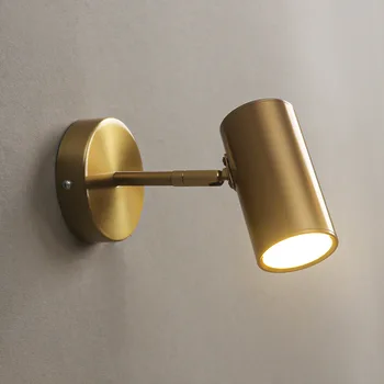Скандинавский Золотисто-черный светодиодный настенный светильник, Прикроватный бра для спальни, Вращающийся прожектор для чтения, Зеркало для макияжа, светильник