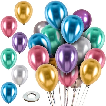 ГОРЯЧАЯ РАСПРОДАЖА Хромированных латексных шаров для вечеринки, 62 упаковки 12-дюймовых разноцветных металлических шаров на день рождения, выпускной в детском саду
