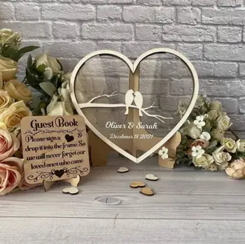 Акриловый знак свадебной гостевой книги в виде сердечек Альтернативный свадебный знак в виде чистого сердца-