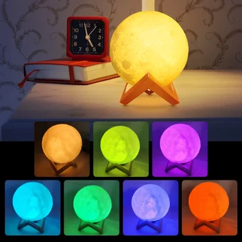 Новинка Lighting2024, светодиодная лампа Moon с подставкой, Звездный ночник, Новый 3D подарок для детей для эстетической спальни