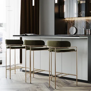 Скандинавские барные стулья из кованого железа, кухонная мебель, современный минималистичный Высокий барный стул, Креативный Дизайнерский барный стул для кафе со спинкой и подлокотниками
