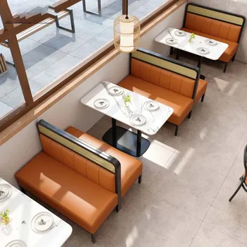 Современный простой западный ресторан, будка из ротанга, ресторан, кофейня, коммерческий диван-будка, обеденный стол и стул в сочетании