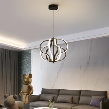 Подвесной светильник в скандинавском минимализме для гостиной, кабинета, столовой, спальни, Светодиодная линия, алюминиевая лампа, Тыквенный фонарь, Подвесной светильник