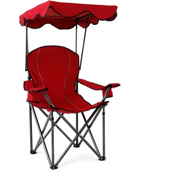 Складной стул Походный стул с теневым навесом Складной походный стул с откидной спинкой и сумкой для переноски для кемпинга на открытом воздухе пешего туризма пляжа