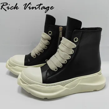 Оригинальные винтажные кроссовки Rick на толстой подошве, гигантские шнурки для обуви, женская спортивная обувь с высоким берцем, мужские кроссовки на платформе из натуральной кожи