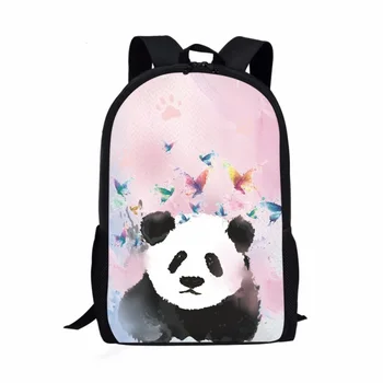 Мультяшная Акварельная панда Бабочки Школьная сумка для подростков 16-дюймовый рюкзак Детские школьные сумки для мальчиков и девочек Детская сумка для книг