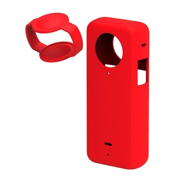 Силиконовый чехол для панорамной экшн-камеры Insta 360 X3 Пылезащитный силиконовый защитный чехол для защиты от падения (красный)