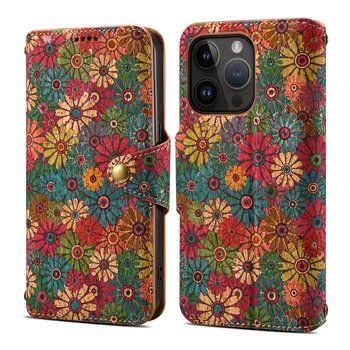 Роскошный чехол-бумажник с магнитной пряжкой в деревянном стиле для iPhone 15 Pro Max 7G 8G XR XS Max 11 12 13 Pro 14 Plus, красочный кожаный чехол