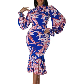 Платья с африканским принтом для женщин, Осеннее Элегантное облегающее платье с длинным рукавом, Африканская одежда в стиле Дашики, платья Анкары