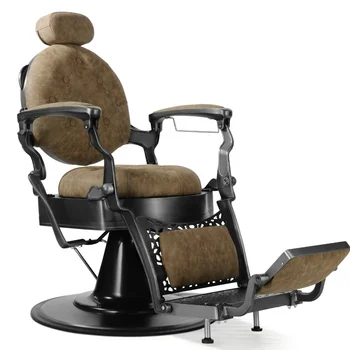 Коричневое парикмахерское кресло винтажное кресло Высококачественное оборудование для салона красоты Алюминиевая мебель для парикмахерской