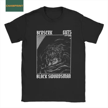 Мужская футболка Guts Rage Black Swordsman, топы из чистого хлопка в стиле аниме, футболки с коротким рукавом и круглым воротником, футболки с принтом