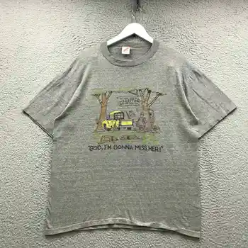 Винтажная футболка 1988 года с изображением охотничьей комедии, мужская XXL, короткий рукав, круглый вырез, Графическая серая