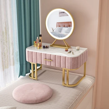 Туалетный столик в эркере, простой скандинавский современный шкаф для хранения мраморных татами, Встроенное Маленькое зеркало с подсветкой Mini