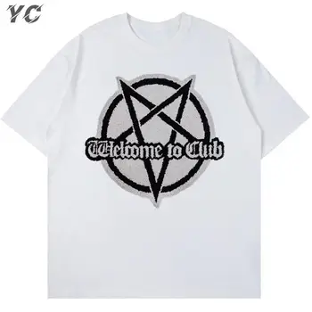 Женская футболка Harajuku оверсайз в стиле панк-хип-хоп с коротким рукавом Y2k, футболка с готическим графическим принтом, модные топы, уличная одежда