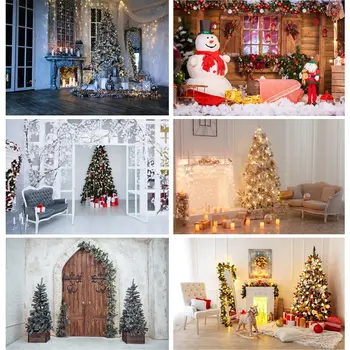Рождественский фон для фотосъемки в помещении SHUOZHIKE, Рождественская елка, Камин, Дети для фото BackdropsYXSD-10