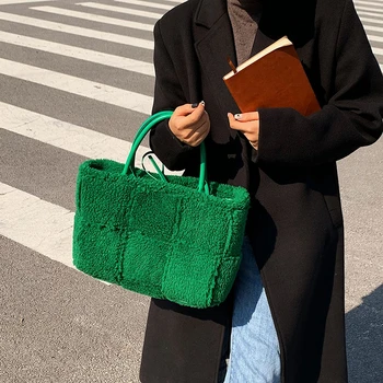 Модная женская сумочка, вельветовая сумка-мессенджер большой емкости, кошелек, плюшевая сумка на цепочке через плечо, повседневная сумка, сумка для покупок, основной мешок