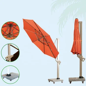 новое поступление открытый пляжный патио индивидуальный гольф автоматический складной садовый зонтик большой 3-метровый оранжевый зонт с колесами