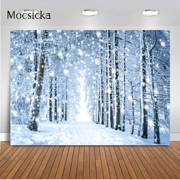 Рождественский зимний снежный портретный фон для фотосъемки Сосновый лес Snowfidle Child Детский фон для декора реквизита для фотосъемки