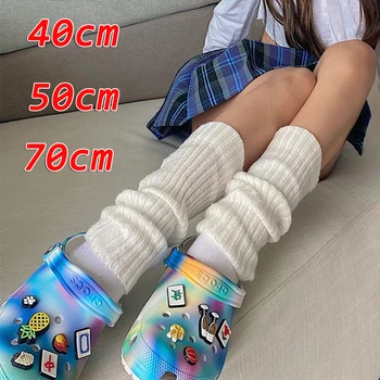 Зимние теплые носки в японском стиле 3 размера, теплые белые вязаные носки в стиле Лолиты, шерстяные вязаные чехлы для ног, гетры для женщин