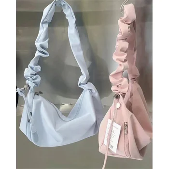 Корейская нишевая плиссированная сумка-облако, женская сумка, большая вместительная сумка для клецек, однотонная сумка через плечо, Женские кошельки для покупок