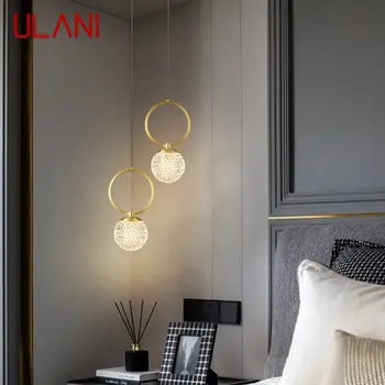 Современный медный подвесной светильник ULANI, светодиодная люстра из золотой латуни, простой и классический креативный декор для дома, прикроватной тумбочки в спальне.