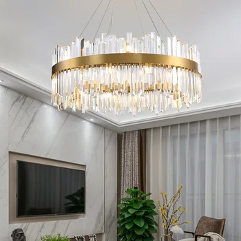 Современная роскошь K9 Crystal LED Подвесной светильник Круглые Овальные Золотые люстры для гостиной Домашний декор Светильники