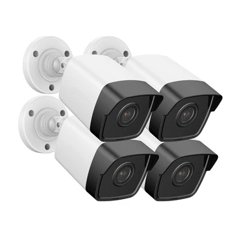 4ШТ 5-мегапиксельных наружных PoE IP-камер видеонаблюдения со звуком 100 футов 30 м Комплект ИК-камер ночного видения для внутреннего наблюдения