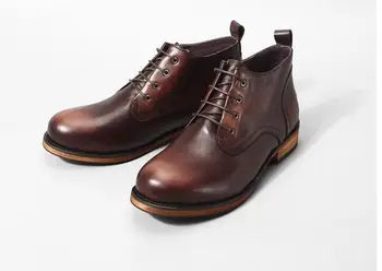 Зимние мужские ботильоны в классическом английском стиле, дышащие рабочие ботинки на шнуровке, короткие ботинки в стиле ретро из натуральной кожи для мужчин