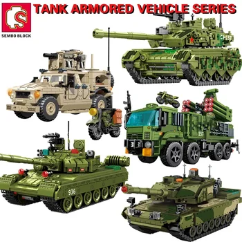 SEMBO BLOCK Survival Warfare Series Танк, военные строительные блоки, грузовик времен Второй мировой войны, дисплей для взрослых, детские подарочные игрушки для мальчиков и девочек