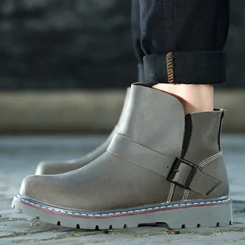 Careaymade-Новая мужская обувь из натуральной кожи, рабочая одежда из воловьей кожи с большим носком, удобные модные нескользящие короткие ботинки для улицы