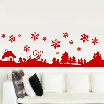 Наклейка на стену с Рождеством Христовым, наклейка на стену в виде кожуры и рождественской елки, съемные обои в виде снежинок для рождественской вечеринки
