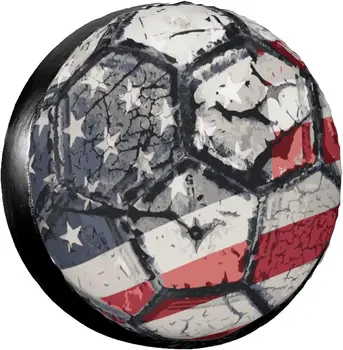Чехлы для запасных шин с футбольным флагом США, защищающие от атмосферных воздействий Универсальные чехлы для колесных шин для Rv внедорожника, прицепа, грузовика, кемпера